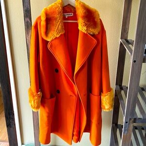 Free People Orange Roxy Wool Coat